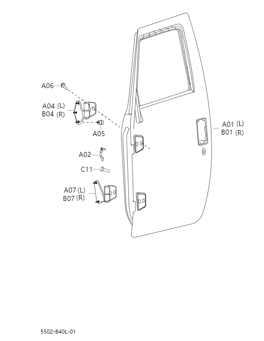 Front door panel and hinge5502