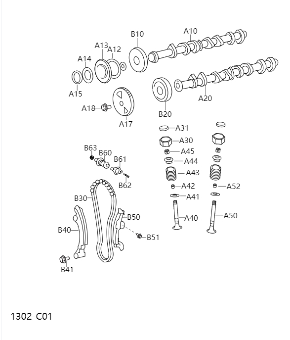 Camshaft, valve1302