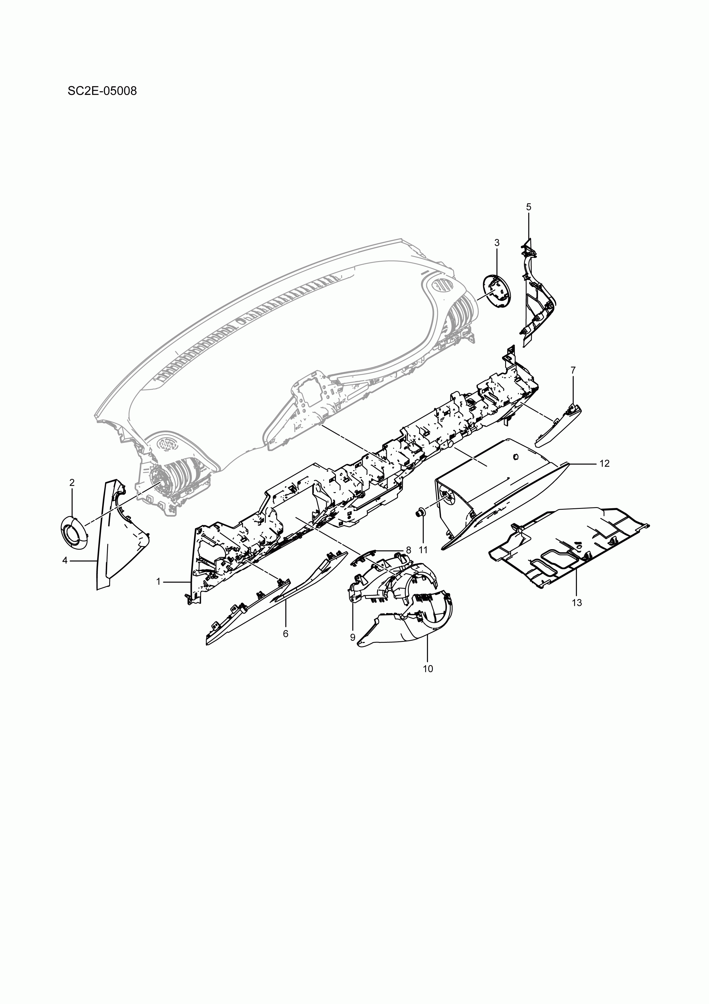 SC2E-05008 Instrument panel lower body