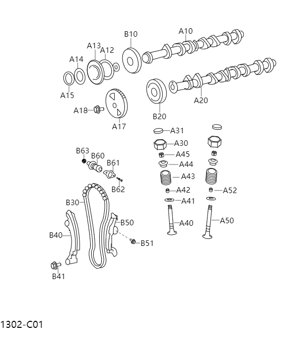 Camshaft, valve1302