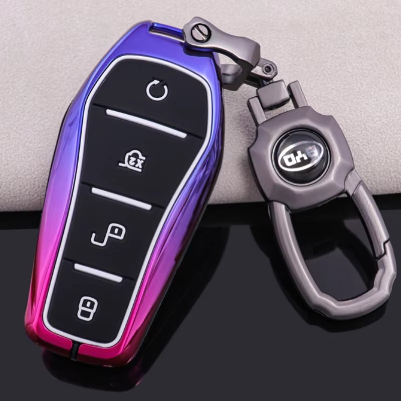 Car Zinc Alloy Leather Key Case Holder Cover For BYD Atto 3 Yuan Plus