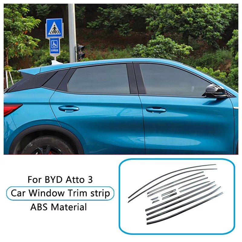 For Byd Atto 3 Ev Yuan Plus Car Door Stainless Steel Window Sequins Decoration Cover Sticker Trim Car Accessories Para Auto