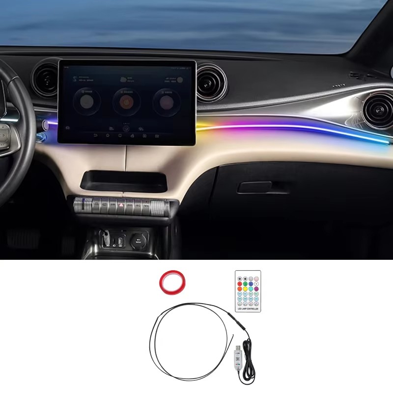 For BYD Dolphin 2023-2024 Neon Car LED Interior Lights RGB Ambient Light Fiber Optic Kit With APP Wireless Control LED