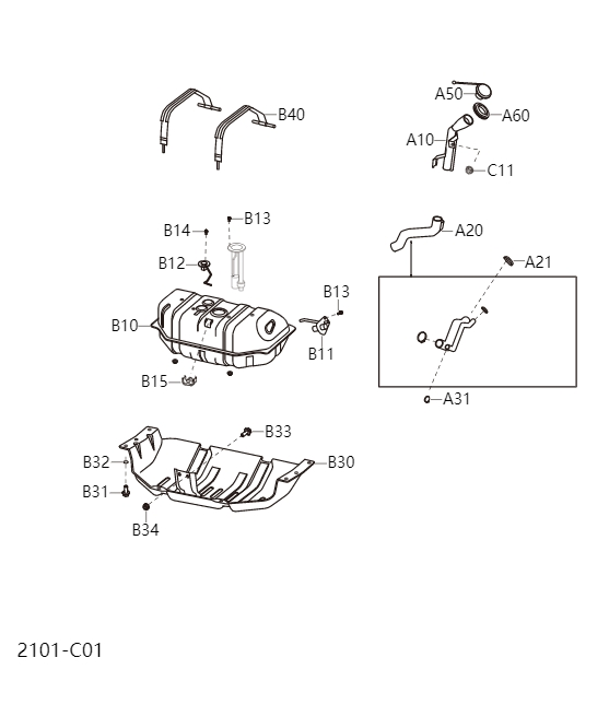 Fuel tank and refueling pipeline2101