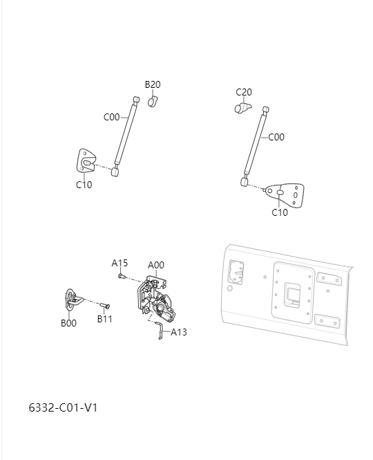 Back door lock and handle6332-1