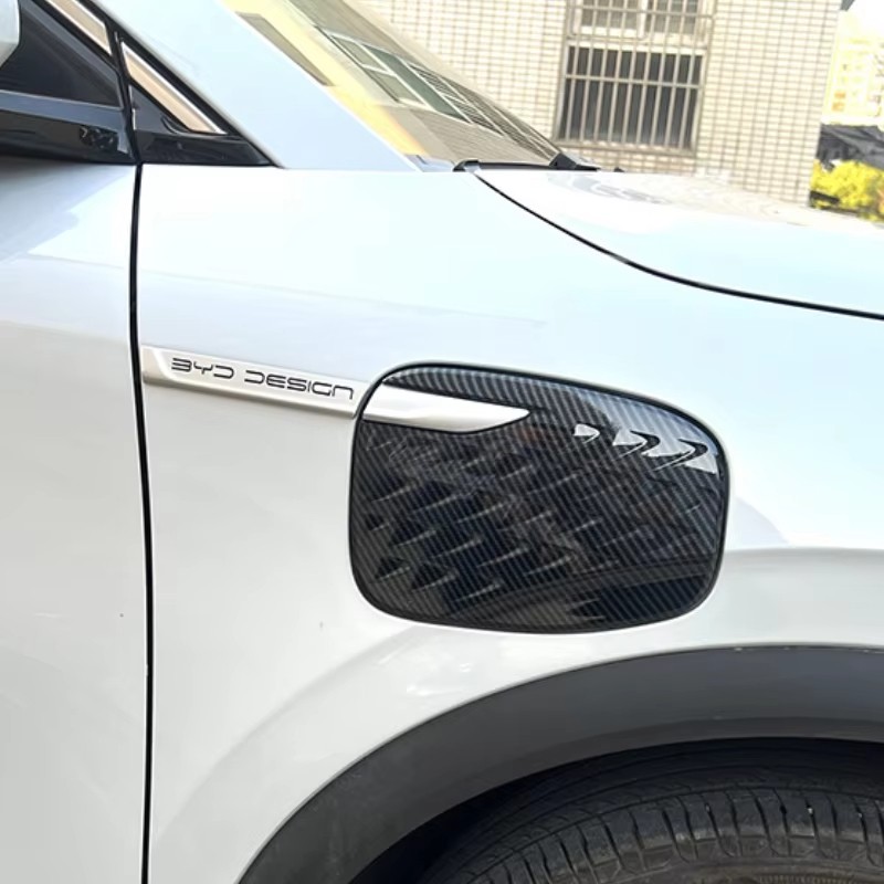For Byd Atto 3 Yuan Plus Charging Port Decorative Sticker Carbon Fiber Charging Cover Fender Patch Car Accessories Para Auto