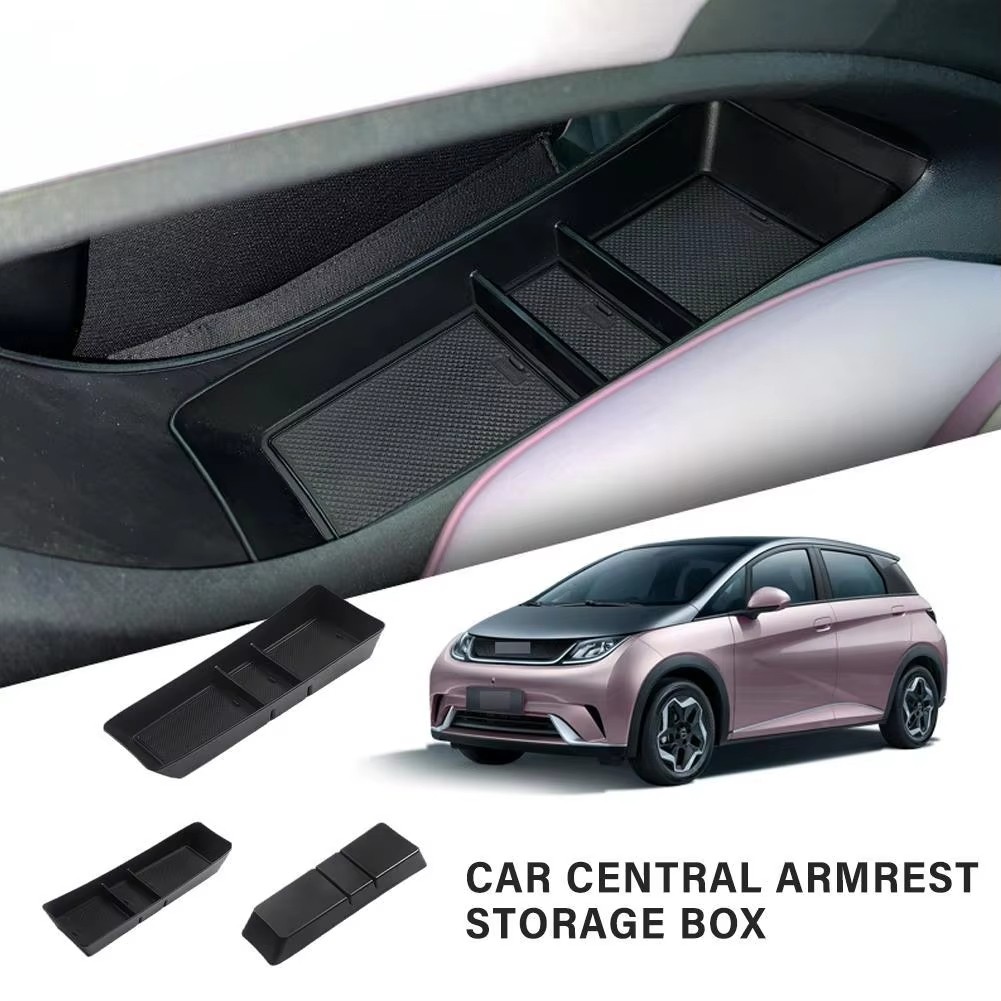 For BYD Dolphin 2023-2024 Car Central Armrest Storage Box ABS Center Console Organizer Containers Tray Dolphin Accessories