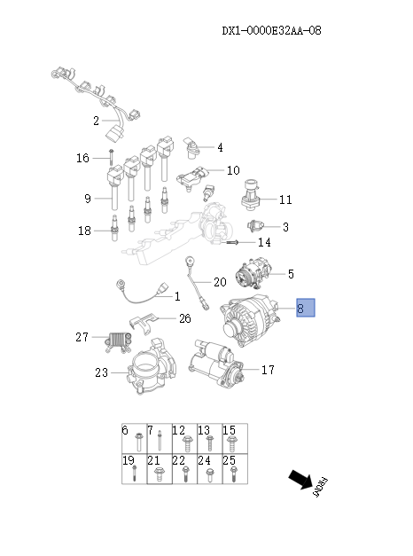 Jetour T2 Lgnition System, Electronic Control Components DX1-0000E32AA-08