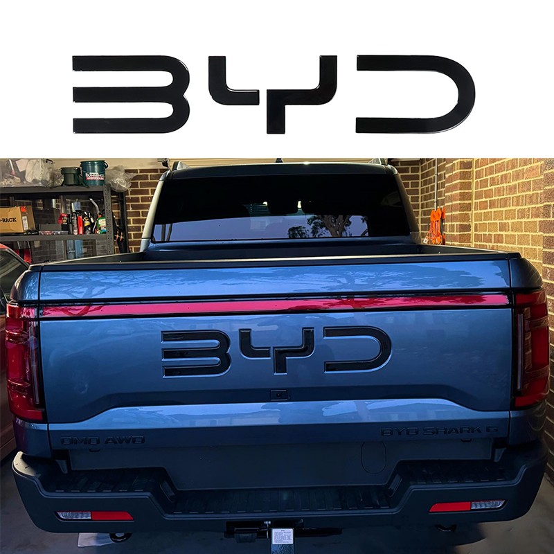 BYD Shark Trunk Standard 3D Logo Sticker Glossy Black Sticker Decoration